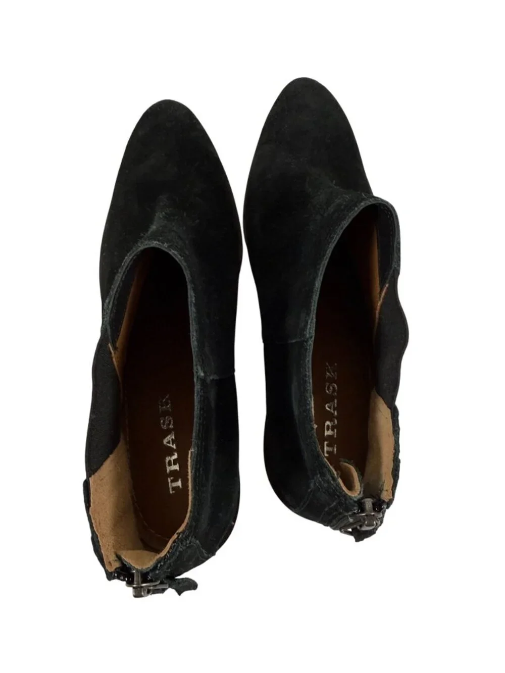 HS Trask Black Suede Ankle Boots Booties Womens Size 8M Brazil Cowgirl Chelsea